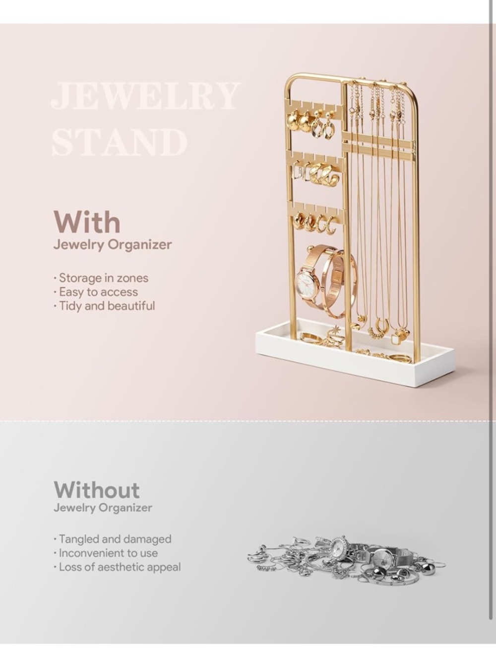 Jewelry Organizer Stand with White Tray - room decor gift for women/teen girl - Picture 5 of 7